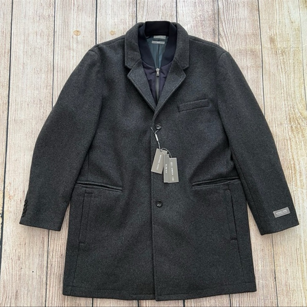 A1 -- NWT charcoal gray MK MICHAEL KORS wool blend slim fit men's coat XXL $428